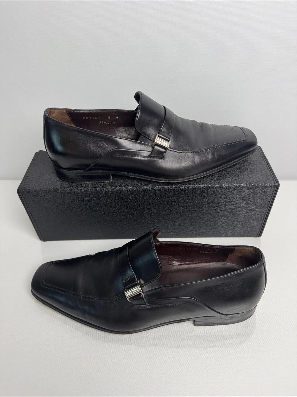 Bruno Magli Remiglio Men’s Black Leather Hand Made Dress Shoes 9M Made in Italy